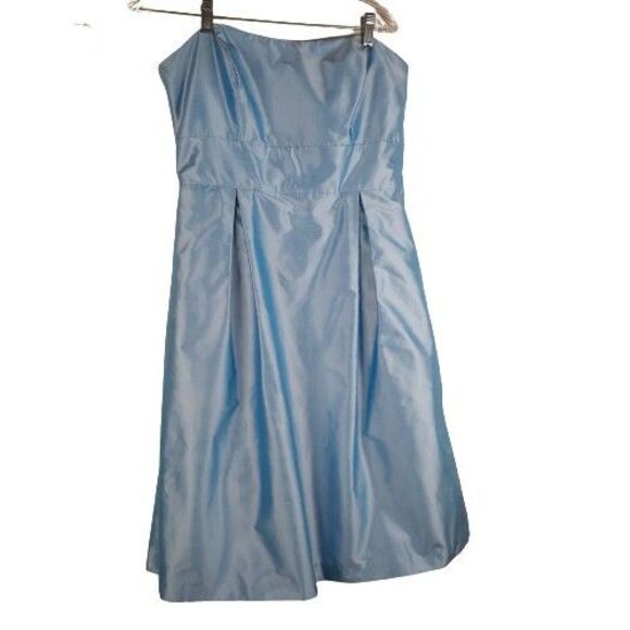 JENNY YOO Dress 10 Blue Formal Wedding Cocktail Shangtung Silk - Picture 1 of 12